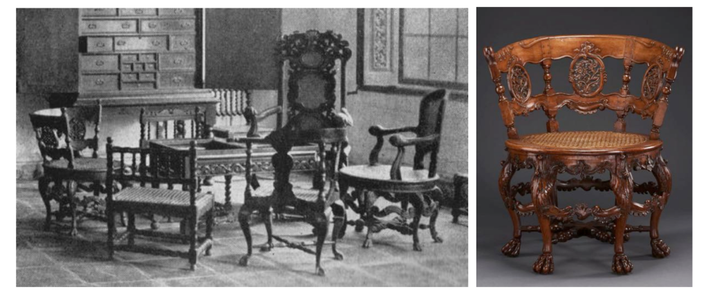 The Historical Development of the Furniture Industry in Indonesia: From the Kingdom Era to the Modern Age 2 Left: Representative furniture of the 17th and 18th centuries collected by the Batavia Society, from "OudBatavia" Right: Burgomaster chair, National Museum of Singapore collection.