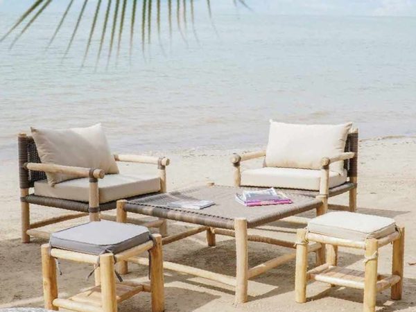 Muebles Asia - Gustavia Teakwood Arm Chair, Coffee Table, and Stool